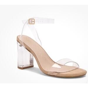 Raye clear ankle straps block heels size 10